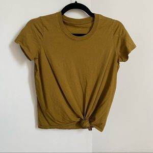 MADEWELL Knot-Front Spiced Olive Cropped Tee, Size XS